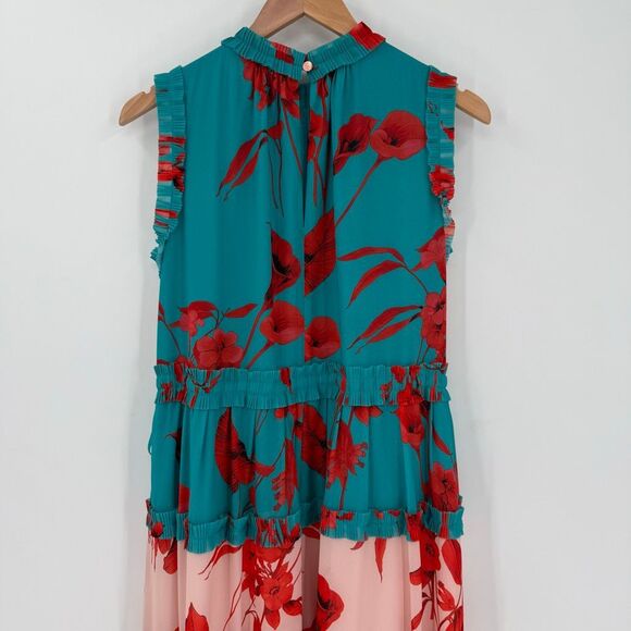Ted Baker London Camelis Fantasia Midi Dress Sleeveless Women 1 Floral Turquoise - Picture 6 of 15
